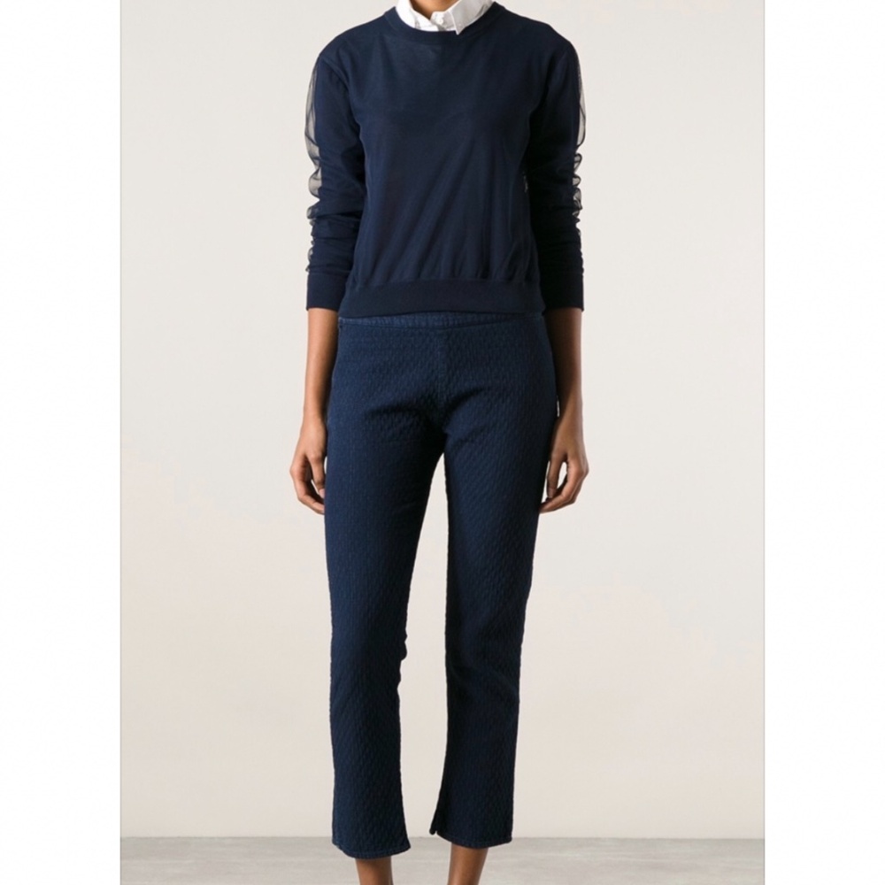 Étoile Isabel Marant Blue Cotton Denim Quilted Skinny Pants Size 36 US 27